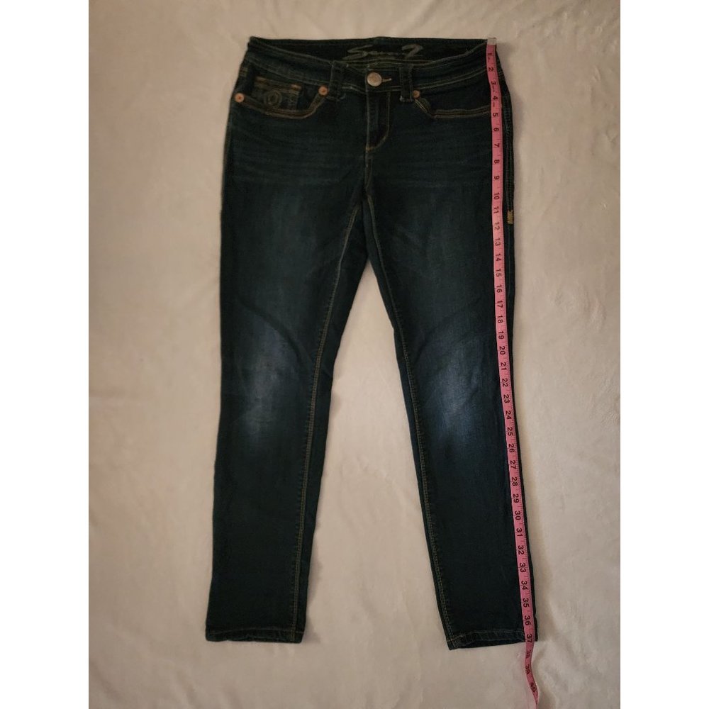 Seven7 Women's Dark Wash Mid Rise Cotton-Blend Skinny Jeans Size 10 - Picture 14 of 14